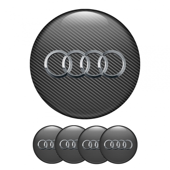 Audi Silicone Stickers Center Hub Gray and Silver Style