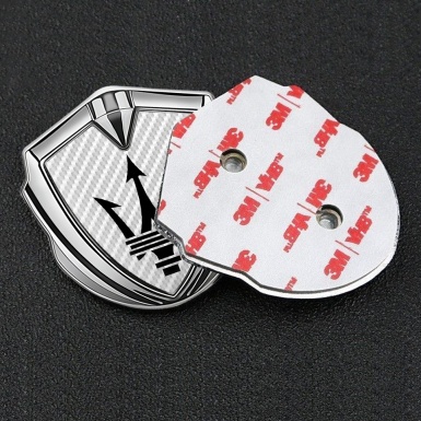 Maserati 3D Car Metal Emblem Silver White Carbon Black Trident Logo