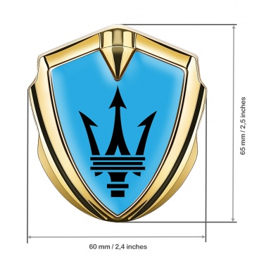 Maserati Trunk Emblem Badge Gold Blue Base Classic Trident Logo