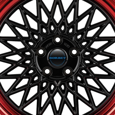 Borbet Domed Stickers Wheel Center Cap Black Wind WIth Blue Logo