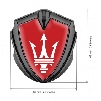 Maserati Self Adhesive Bodyside Emblem Graphite Red Base White Trident