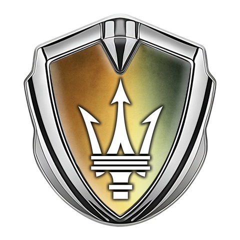 Maserati Bodyside Badge Self Adhesive Silver Color Palette Classic Logo
