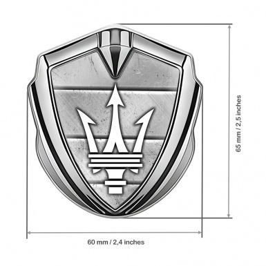 Maserati Tuning Emblem Self Adhesive Silver Solid Slab Effect Trident Logo
