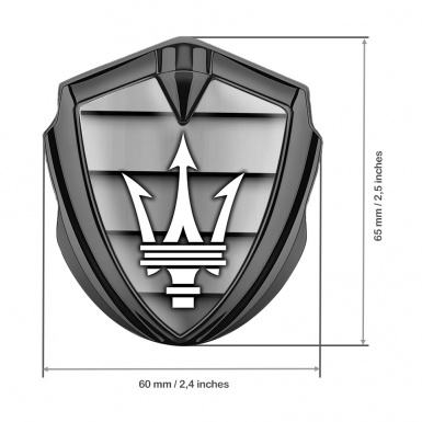 Maserati Fender Emblem Badge Graphite Shutter Effect White Trident Logo