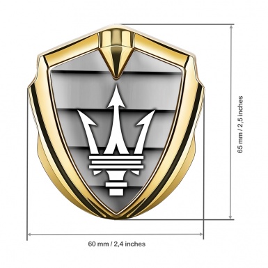 Maserati Fender Emblem Badge Gold Shutter Effect White Trident Logo
