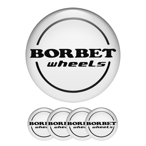 Borbet Wheel Center Caps Emblem White & Black Edition, Wheel Emblems, Stickers