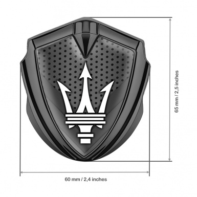 Maserati Fender Metal Emblem Graphite Dark V Shaped Elements Clean Logo