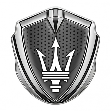 Maserati Fender Metal Emblem Silver Dark V Shaped Elements Clean Logo