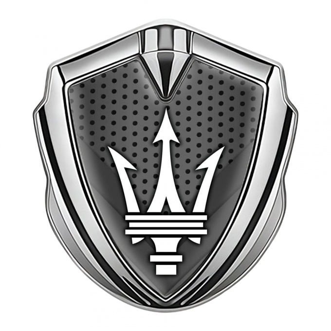 Maserati Fender Metal Emblem Silver Dark V Shaped Elements Clean Logo
