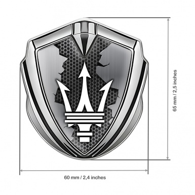 Maserati Self Adhesive Bodyside Emblem Silver Torn Metal Effect Edition
