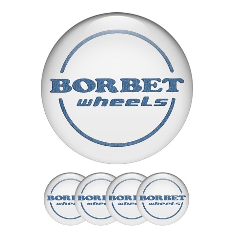 Borbet Domed Stickers Wheel Center Cap Badge White & Blue Combination 
