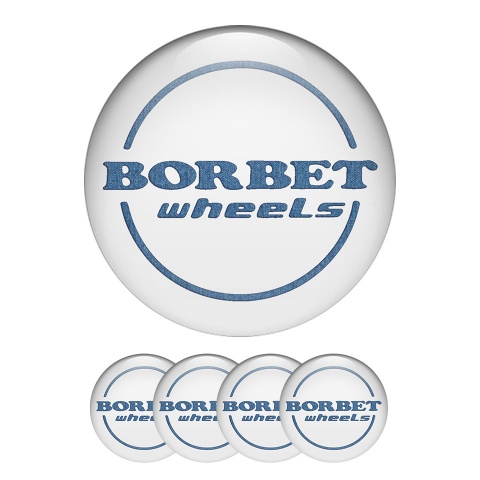 Borbet Domed Stickers Wheel Center Cap Badge White & Blue Combination 