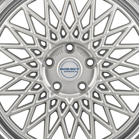 Borbet Domed Stickers Wheel Center Cap Badge White & Blue Combination 