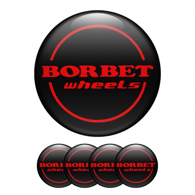 Borbet Wheel Center Cap Domed Stickers Black Ghost Badges