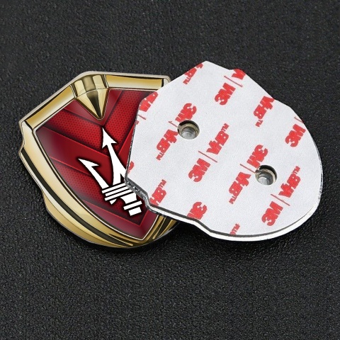 Maserati Fender Emblem Gold Red V Shaped Panels Clean Trident Logo
