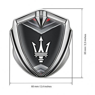 Maserati 3D Car Metal Emblem Silver Grey Web Chrome Elements Edition