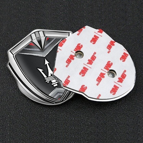 Maserati 3D Car Metal Emblem Silver Grey Web Chrome Elements Edition