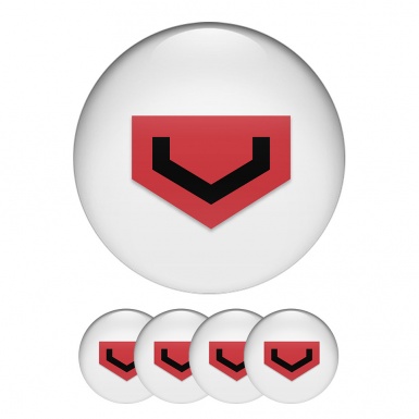 Vossen Center Hub Dome Stickers White Style with Black & Red Logo
