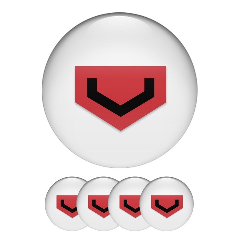 Vossen Center Hub Dome Stickers White Style with Black & Red Logo