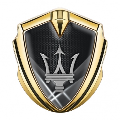 Maserati Trunk Metal Emblem Gold White Backlight Grey Trident Logo
