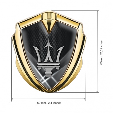 Maserati Trunk Metal Emblem Gold White Backlight Grey Trident Logo