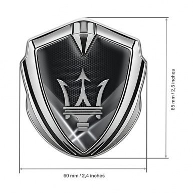 Maserati Trunk Metal Emblem Silver White Backlight Grey Trident Logo