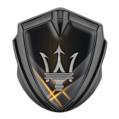 Maserati Bodyside Emblem Graphite Orange Backlight Effect Trident Logo