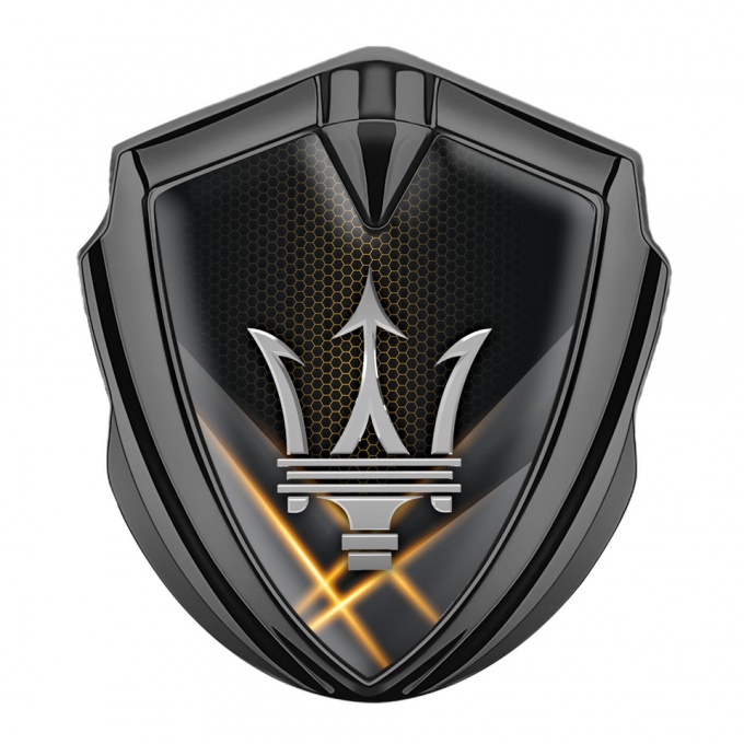 Maserati Bodyside Emblem Graphite Orange Backlight Effect Trident Logo