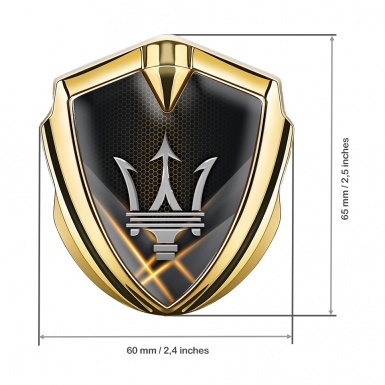 Maserati Bodyside Emblem Gold Orange Backlight Effect Trident Logo