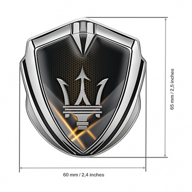 Maserati Bodyside Emblem Silver Orange Backlight Effect Trident Logo
