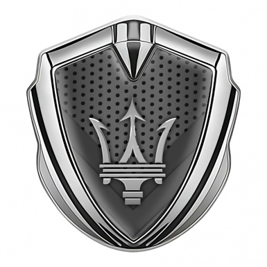 Maserati Bodyside Badge Self Adhesive Silver Dot Base Grey Trident Logo