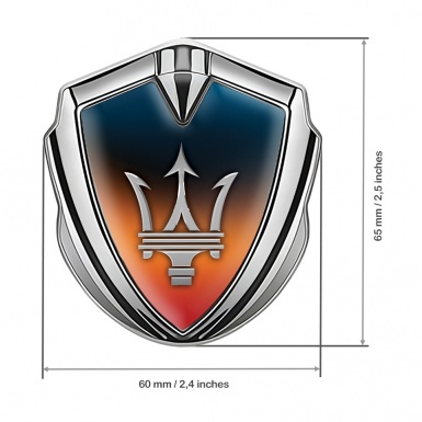 Maserati Bodyside Emblem Badge Silver Color Gradient Grey Logo