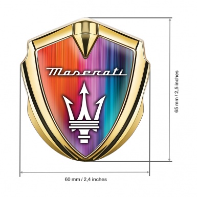 Maserati 3D Car Metal Emblem Gold Aurora Color Effect Trident Logo