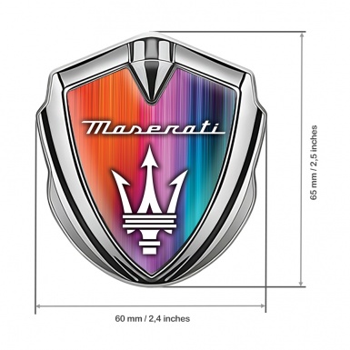 Maserati 3D Car Metal Emblem Silver Aurora Color Effect Trident Logo