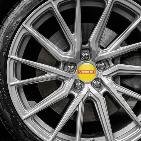 Vossen Wheel Center Cap Domed Stickers Yellow Sunset Badges
