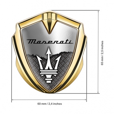 Maserati Metal Emblem Self Adhesive Gold Brushed Aluminum Trident Logo