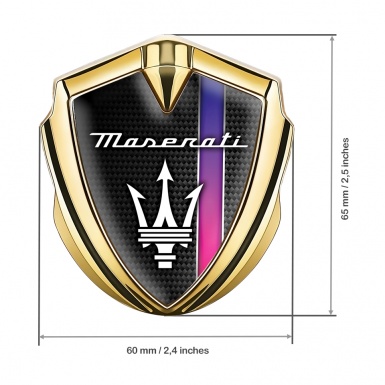 Maserati 3D Car Metal Emblem Gold Black Carbon Gradient Stripe Design