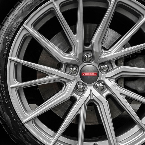 Vossen Center Hub Dome Stickers Black Stone Model Red 3D Logo