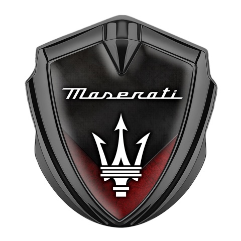 Maserati Tuning Emblem Self Adhesive Graphite Red V Base Trident Edition