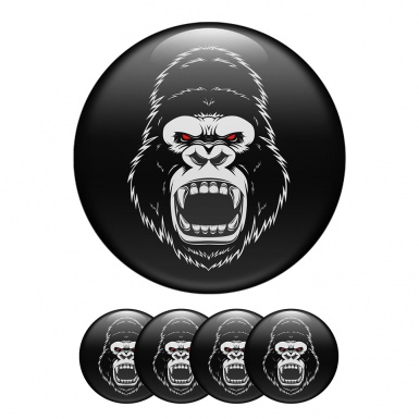 Animals Silicone Stickers Center Hub Мonkey Head With Red Eyes