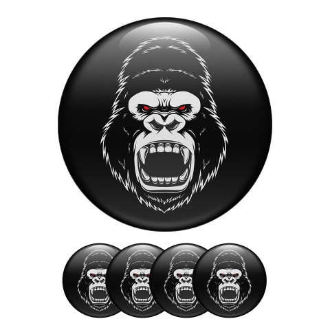 Animals Silicone Stickers Center Hub Мonkey Head With Red Eyes