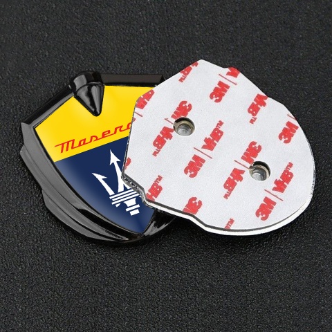Maserati Trunk Emblem Badge Graphite Yellow Blue Classic Trident Logo