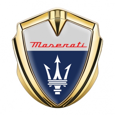 Maserati Trunk Emblem Badge Gold Grey Blue Classic Trident Logo