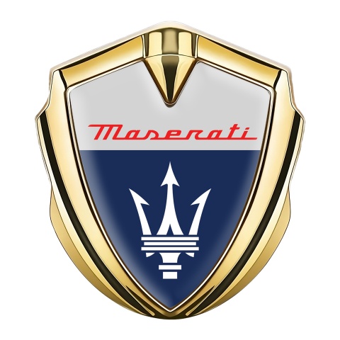 Maserati Trunk Emblem Badge Gold Grey Blue Classic Trident Logo