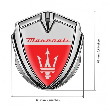 Maserati Fender Emblem Badge Silver Grey Red Clean Trident Edition