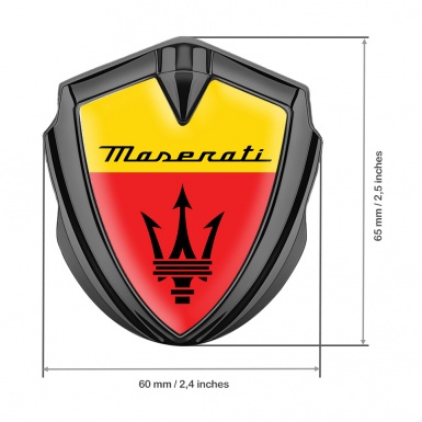 Maserati Tuning Emblem Self Adhesive Graphite Yellow Red Trident Logo