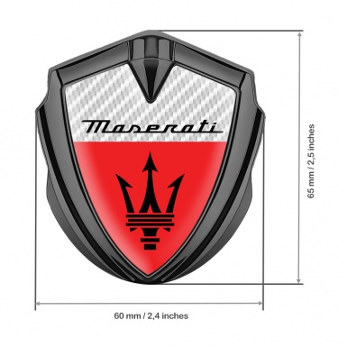 Maserati Fender Emblem Badge Graphite White Carbon Base Trident Logo
