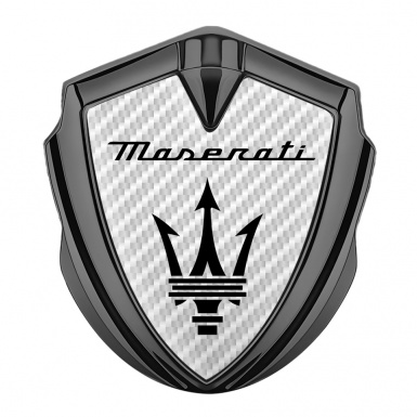 Maserati Trunk Metal Emblem Badge Graphite White Carbon Black Trident Logo