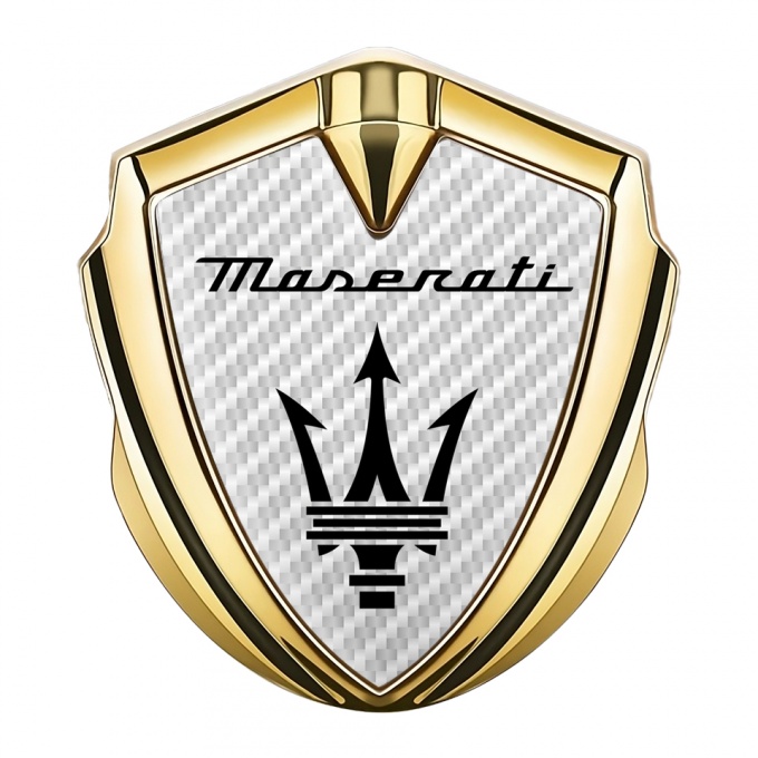 Maserati Trunk Metal Emblem Badge Gold White Carbon Black Trident Logo