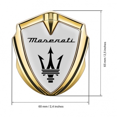 Maserati Bodyside Badge Self Adhesive Gold Grey Base Black Trident